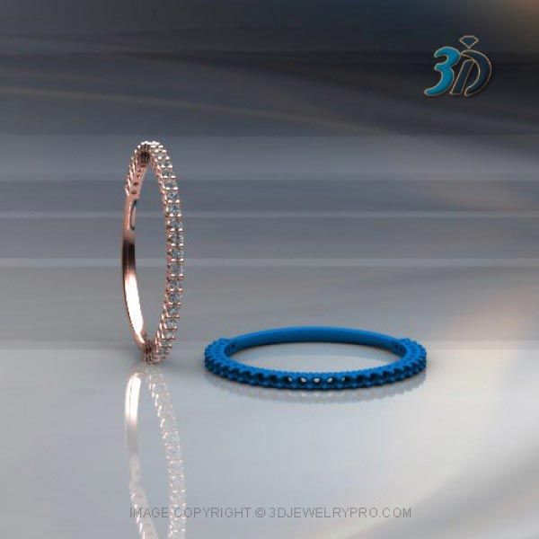 3D printable eternity ring wax model with shared prong presetting