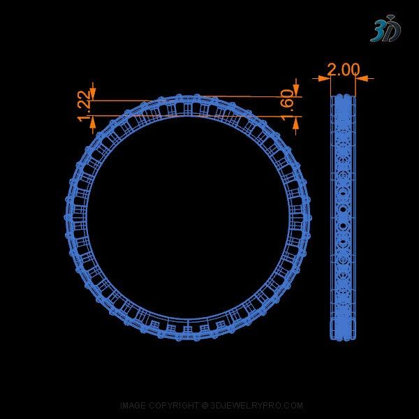 Specification for eternity 3D ring model CAD with beat-bright presetting