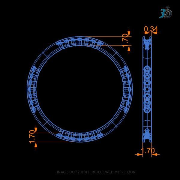 Specification for precision eternity ring 3D printing CAD files with channel presetting 