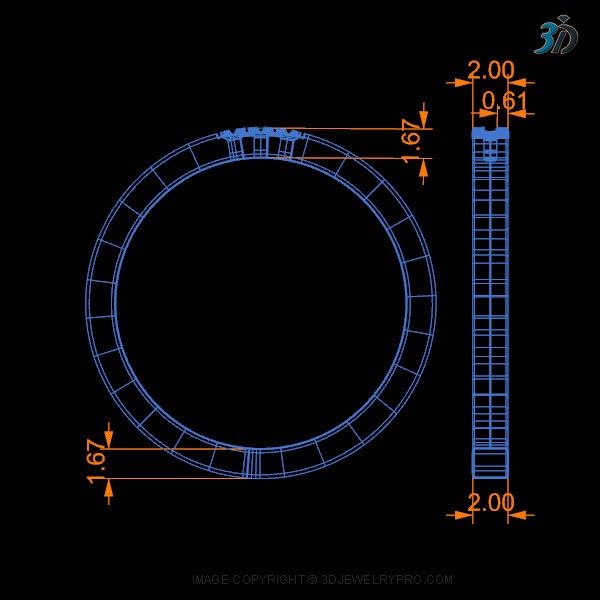 3D design jewellery file specifications for light weight eternity ring model