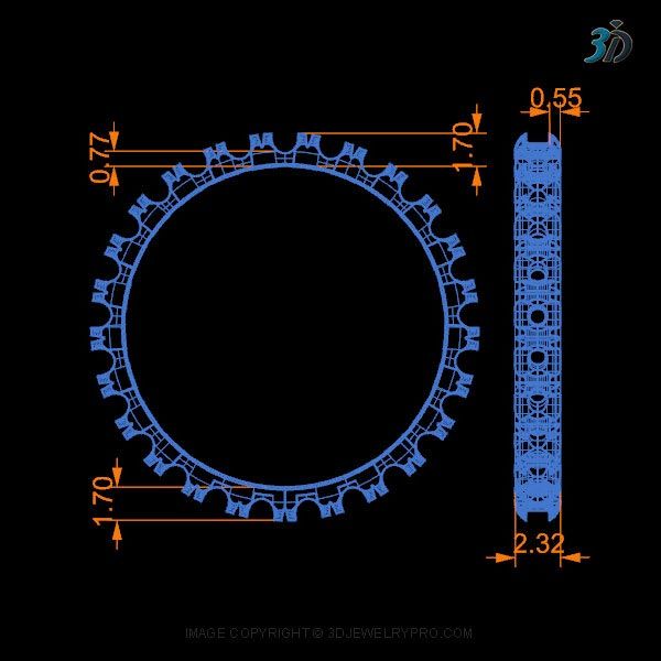 Specification for precision eternity 3D ring CAD model printing files with french-v presetting