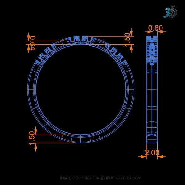 3D printable jewelry cad file for eternity ring design construction
